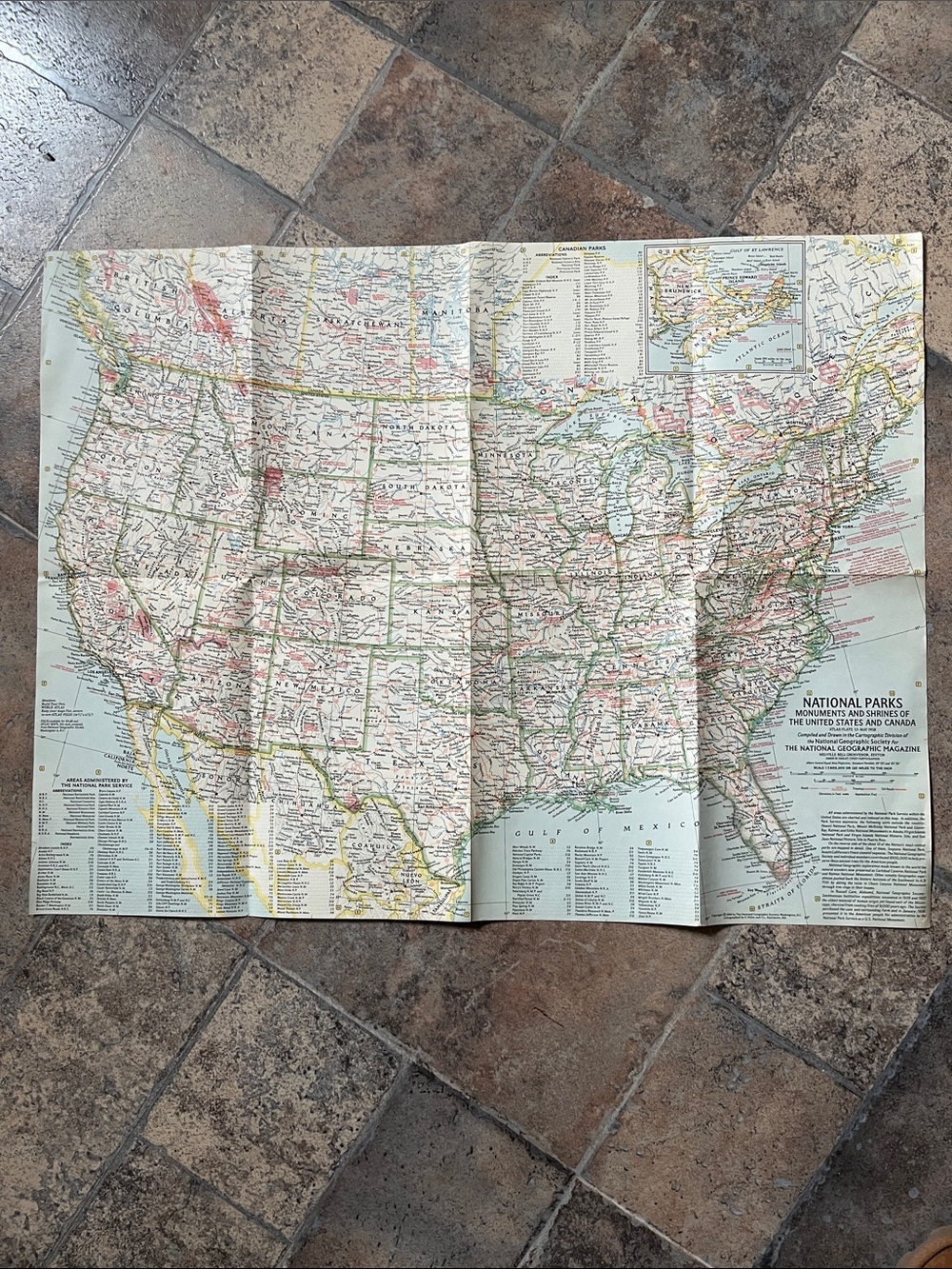 Vintage NG “National Parks Monument and Shrines Lithograph Map